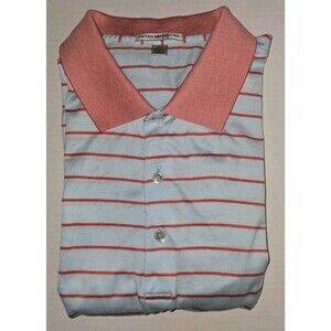 Peter Millar Men's Short Sleeve Striped Polo Blue/Red XL